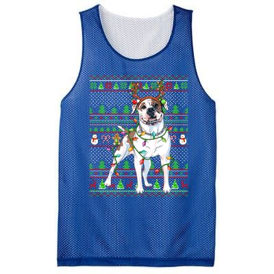 Ugly Xmas Sweater Style Lights American Bulldog Christmas Gift Mesh Reversible Basketball Jersey Tank