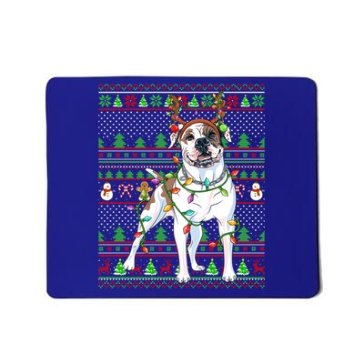 Ugly Xmas Sweater Style Lights American Bulldog Christmas Gift Mousepad