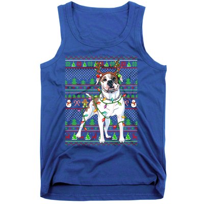 Ugly Xmas Sweater Style Lights American Bulldog Christmas Gift Tank Top