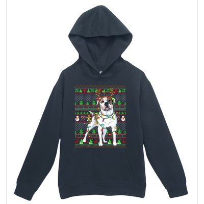 Ugly Xmas Sweater Style Lights American Bulldog Christmas Gift Urban Pullover Hoodie