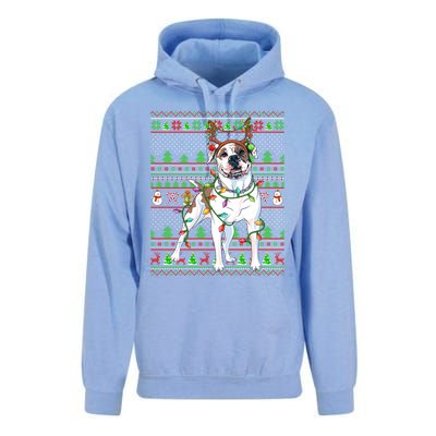 Ugly Xmas Sweater Style Lights American Bulldog Christmas Gift Unisex Surf Hoodie