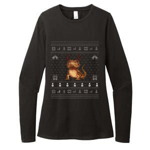 Ugly Xmas Sweater Style Bearded Dragon Reindeer Christmas Womens CVC Long Sleeve Shirt