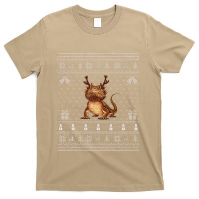 Ugly Xmas Sweater Style Bearded Dragon Reindeer Christmas T-Shirt