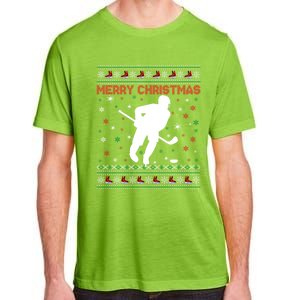 Ugly Xmas Snowflakes Tree Gifts Merry Christmas Ice Hockey Adult ChromaSoft Performance T-Shirt