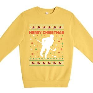 Ugly Xmas Snowflakes Tree Gifts Merry Christmas Ice Hockey Premium Crewneck Sweatshirt