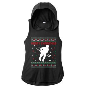 Ugly Xmas Snowflakes Tree Gifts Merry Christmas Ice Hockey Ladies PosiCharge Tri-Blend Wicking Draft Hoodie Tank