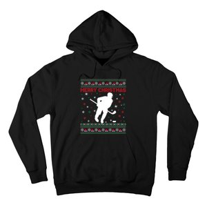 Ugly Xmas Snowflakes Tree Gifts Merry Christmas Ice Hockey Hoodie