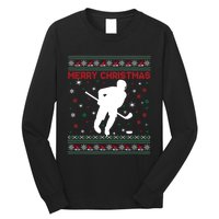 Ugly Xmas Snowflakes Tree Gifts Merry Christmas Ice Hockey Long Sleeve Shirt