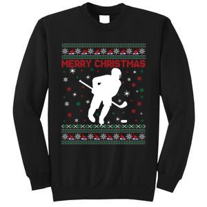 Ugly Xmas Snowflakes Tree Gifts Merry Christmas Ice Hockey Sweatshirt