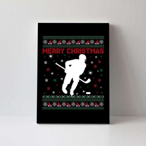 Ugly Xmas Snowflakes Tree Gifts Merry Christmas Ice Hockey Canvas