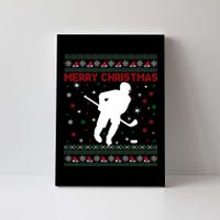 Ugly Xmas Snowflakes Tree Gifts Merry Christmas Ice Hockey Canvas