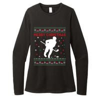 Ugly Xmas Snowflakes Tree Gifts Merry Christmas Ice Hockey Womens CVC Long Sleeve Shirt