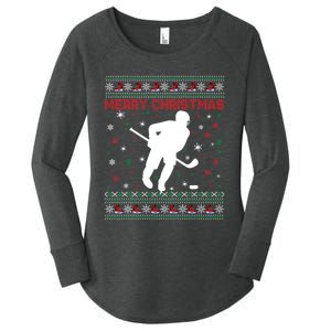 Ugly Xmas Snowflakes Tree Gifts Merry Christmas Ice Hockey Women's Perfect Tri Tunic Long Sleeve Shirt