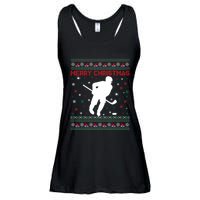 Ugly Xmas Snowflakes Tree Gifts Merry Christmas Ice Hockey Ladies Essential Flowy Tank