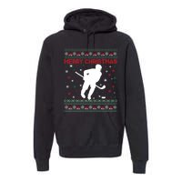 Ugly Xmas Snowflakes Tree Gifts Merry Christmas Ice Hockey Premium Hoodie