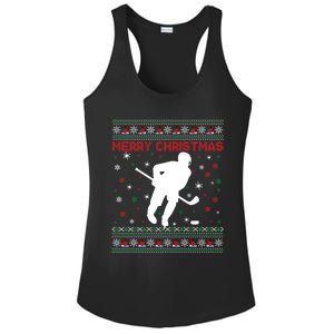 Ugly Xmas Snowflakes Tree Gifts Merry Christmas Ice Hockey Ladies PosiCharge Competitor Racerback Tank