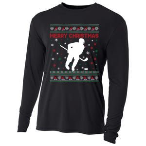 Ugly Xmas Snowflakes Tree Gifts Merry Christmas Ice Hockey Cooling Performance Long Sleeve Crew