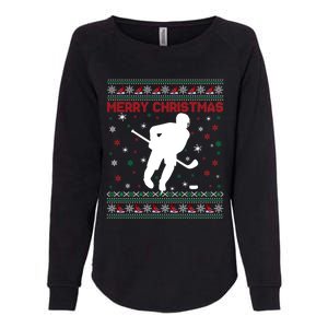 Ugly Xmas Snowflakes Tree Gifts Merry Christmas Ice Hockey Womens California Wash Sweatshirt