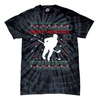 Ugly Xmas Snowflakes Tree Gifts Merry Christmas Ice Hockey Tie-Dye T-Shirt