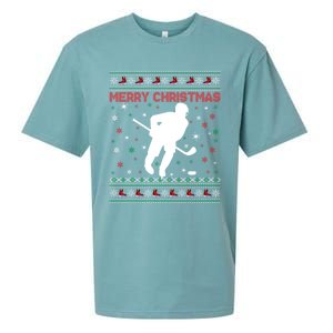 Ugly Xmas Snowflakes Tree Gifts Merry Christmas Ice Hockey Sueded Cloud Jersey T-Shirt