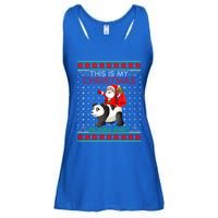 Ugly Xmas Sweater Style Santa Riding Panda Christmas Gift Ladies Essential Flowy Tank