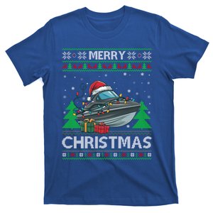 Ugly Xmas Style Lights Santa Jet Boat Christmas Great Gift T-Shirt