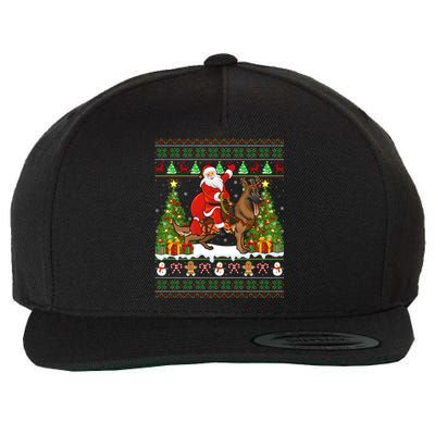 Ugly Xmas Sweater Santa Riding Ger Shepherd Dog Christmas Funny Gift Wool Snapback Cap