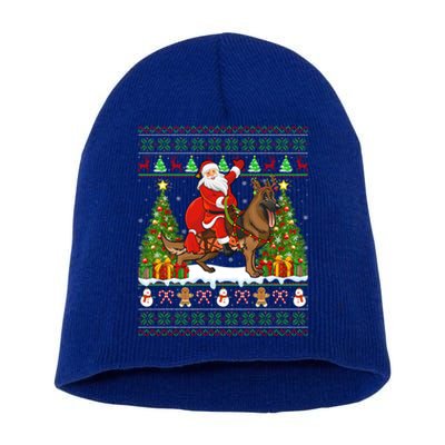 Ugly Xmas Sweater Santa Riding Ger Shepherd Dog Christmas Funny Gift Short Acrylic Beanie