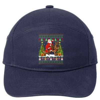 Ugly Xmas Sweater Santa Riding Ger Shepherd Dog Christmas Funny Gift 7-Panel Snapback Hat