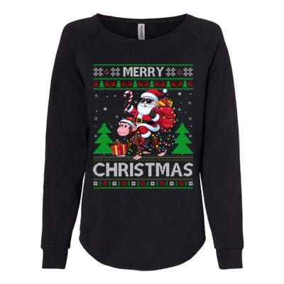 Ugly Xmas Style Santa Riding Monkey Christmas Meaningful Gift Womens California Wash Sweatshirt