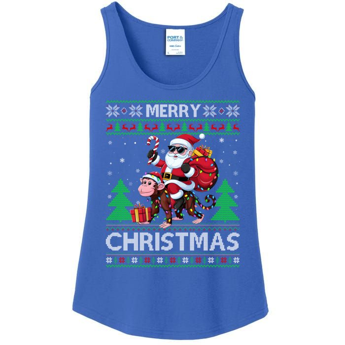 Ugly Xmas Style Santa Riding Monkey Christmas Meaningful Gift Ladies Essential Tank