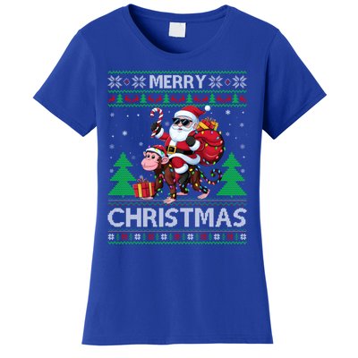 Ugly Xmas Style Santa Riding Monkey Christmas Meaningful Gift Women's T-Shirt