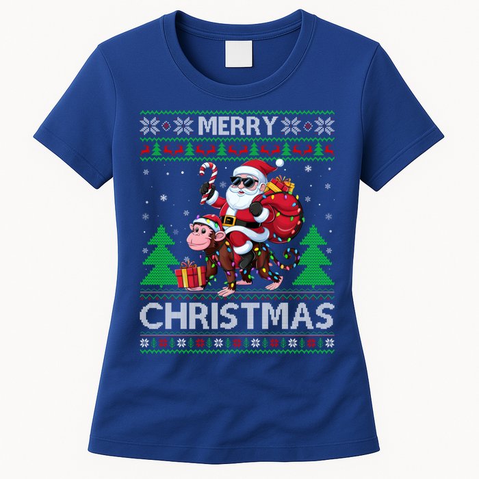 Ugly Xmas Style Santa Riding Monkey Christmas Meaningful Gift Women's T-Shirt