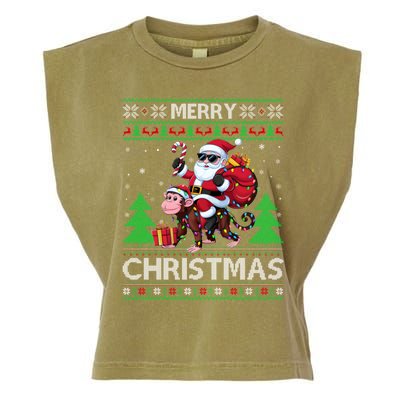 Ugly Xmas Style Santa Riding Monkey Christmas Meaningful Gift Garment-Dyed Women's Muscle Tee