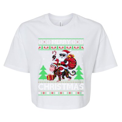 Ugly Xmas Style Santa Riding Monkey Christmas Meaningful Gift Bella+Canvas Jersey Crop Tee