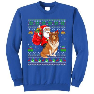 Ugly Xmas Santa Claus Riding Shetland Sheepdog Christmas Great Gift Sweatshirt