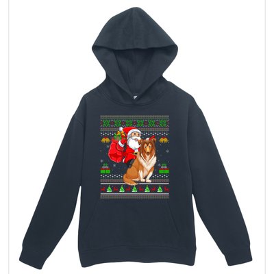 Ugly Xmas Santa Claus Riding Shetland Sheepdog Christmas Great Gift Urban Pullover Hoodie