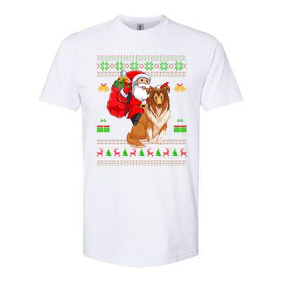 Ugly Xmas Santa Claus Riding Shetland Sheepdog Christmas Great Gift Softstyle CVC T-Shirt