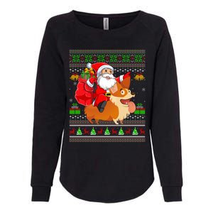 Ugly Xmas Santa Riding Welsh Corgi Dog Christmas Cute Gift Womens California Wash Sweatshirt