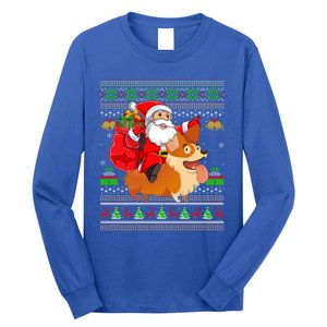 Ugly Xmas Santa Riding Welsh Corgi Dog Christmas Cute Gift Long Sleeve Shirt