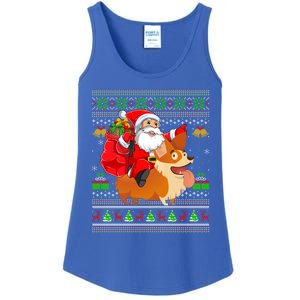 Ugly Xmas Santa Riding Welsh Corgi Dog Christmas Cute Gift Ladies Essential Tank