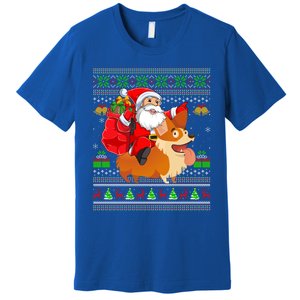 Ugly Xmas Santa Riding Welsh Corgi Dog Christmas Cute Gift Premium T-Shirt