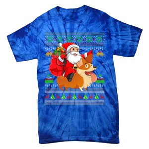 Ugly Xmas Santa Riding Welsh Corgi Dog Christmas Cute Gift Tie-Dye T-Shirt