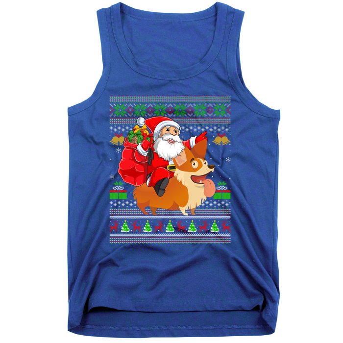 Ugly Xmas Santa Riding Welsh Corgi Dog Christmas Cute Gift Tank Top