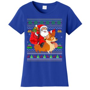 Ugly Xmas Santa Riding Welsh Corgi Dog Christmas Cute Gift Women's T-Shirt