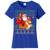 Ugly Xmas Santa Riding Welsh Corgi Dog Christmas Cute Gift Women's T-Shirt