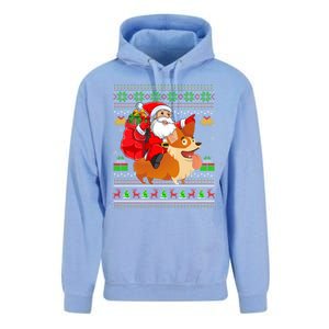 Ugly Xmas Santa Riding Welsh Corgi Dog Christmas Cute Gift Unisex Surf Hoodie