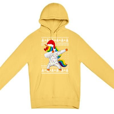 Ugly Xmas Sweater Unicorn Dabbing Dab Dance Christmas Lights Gift Premium Pullover Hoodie