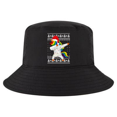 Ugly Xmas Sweater Unicorn Dabbing Dab Dance Christmas Lights Gift Cool Comfort Performance Bucket Hat