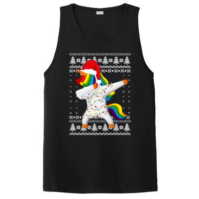 Ugly Xmas Sweater Unicorn Dabbing Dab Dance Christmas Lights Gift PosiCharge Competitor Tank